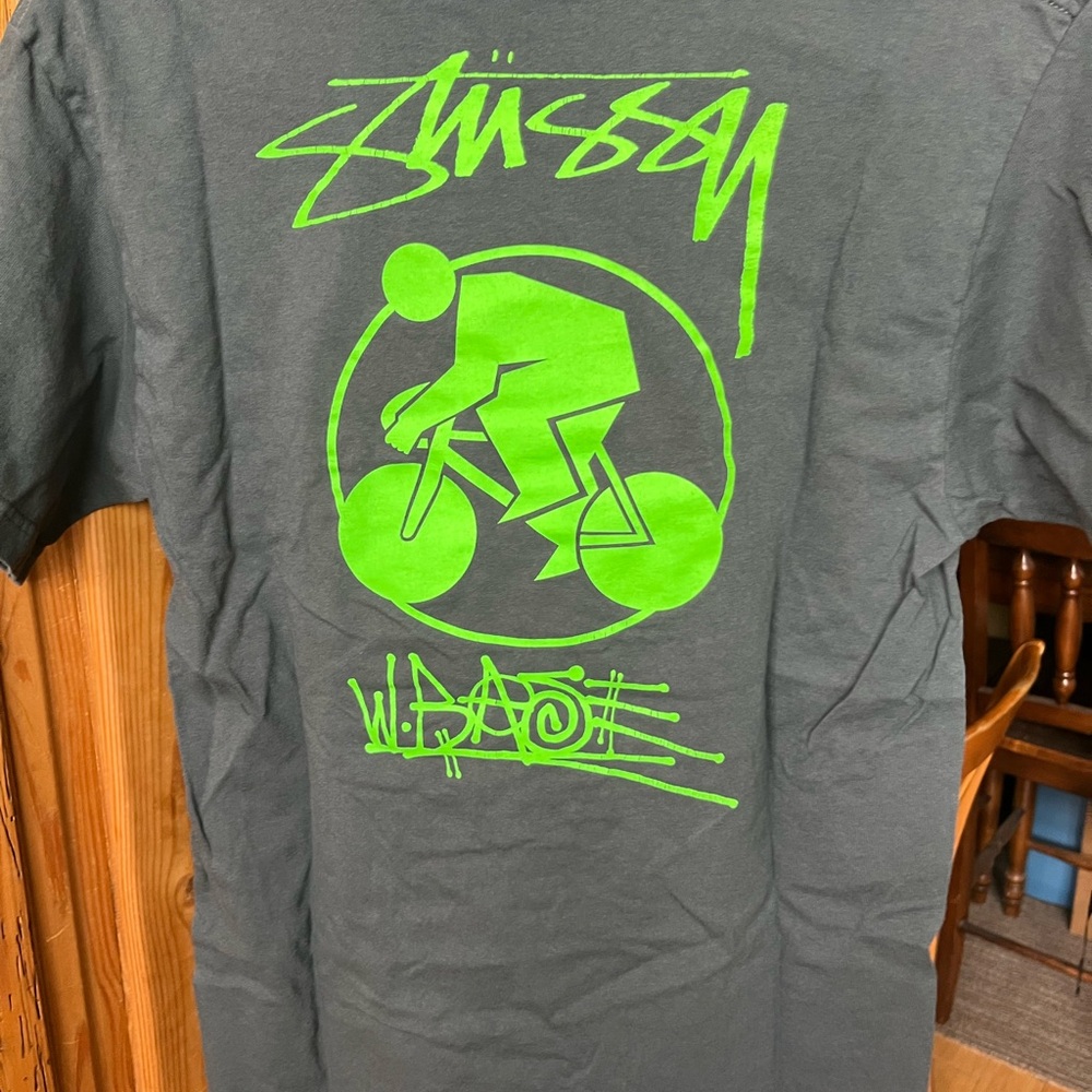 Stussy Gray and Green Graphic Men's Shirt
